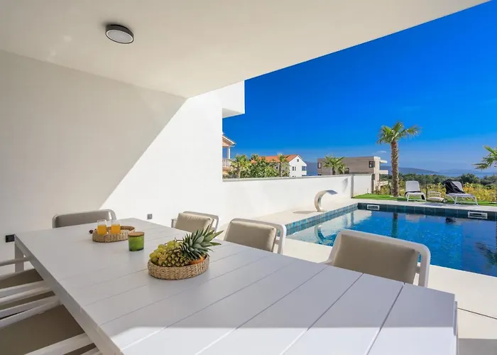 Deluxe With Heated Pool, Whirpool, Sea View Near Beautiful Iii - By Traveler Tourist Agency Krk Id 2402 * Krk Town