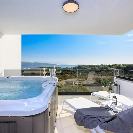 Deluxe With Heated Pool, Whirpool, Sea View Near Beautiful Iii - By Traveler Tourist Agency Krk Id 2402 Villa Krk Town