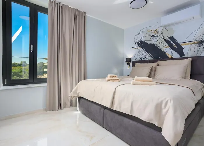 Deluxe With Heated Pool, Whirpool, Sea View Near Beautiful Iii - By Traveler Tourist Agency Krk Id 2402 Villa Krk Town